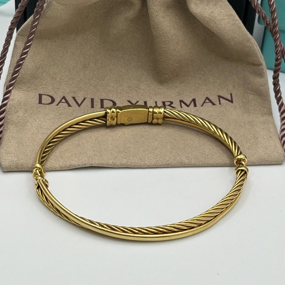 David Yurman 18K Yellow Gold Crossover Cable Bangle Bracelet - Picture 7 of 7
